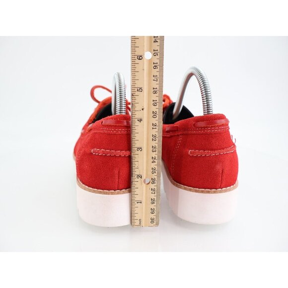 Donald Pliner Harlie Platform Loafer Boat Shoe Slip On Size 10 Red Suede - Picture 6 of 14